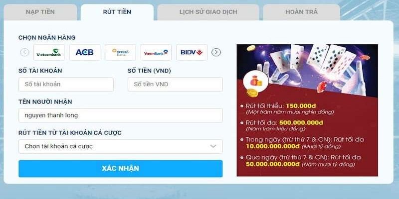 Xác nhận rút tiền là bước cuối cùng để hoàn thiện lệnh